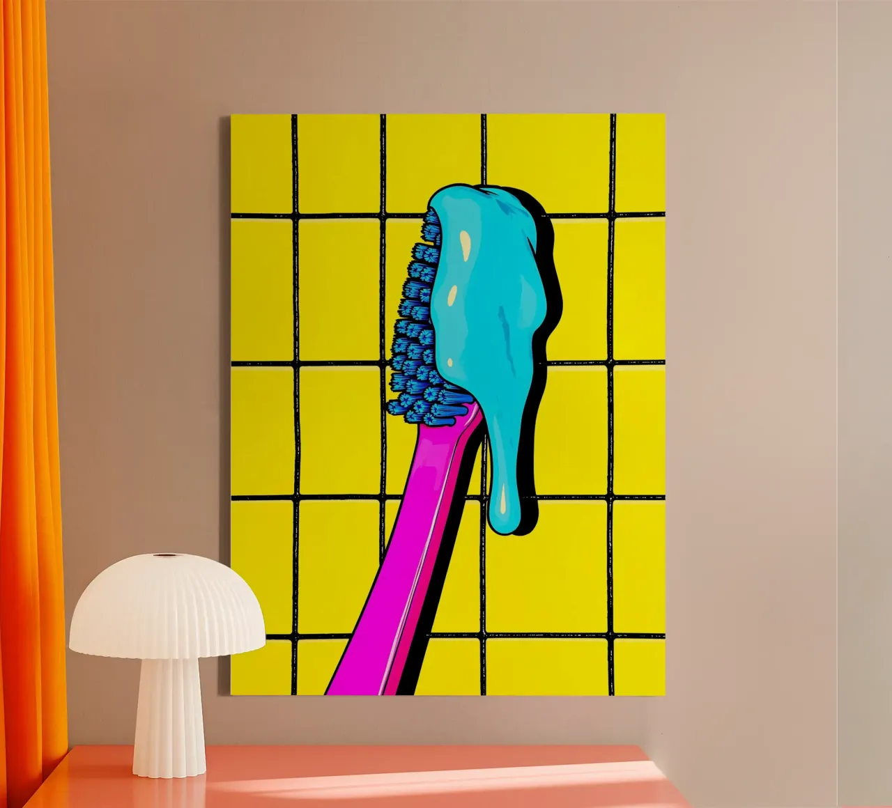Toothbrush With Toothpaste - Pop Art canvas with Floater frame by ColorCrash Gallery