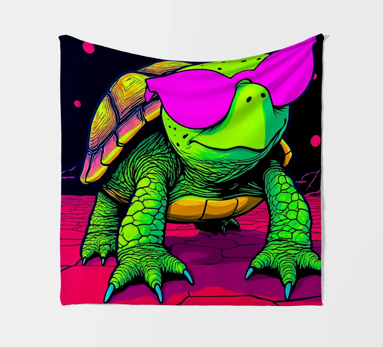 Tartaruga con occhiali - Pop Art coperta in pile da ColorCrash Gallery