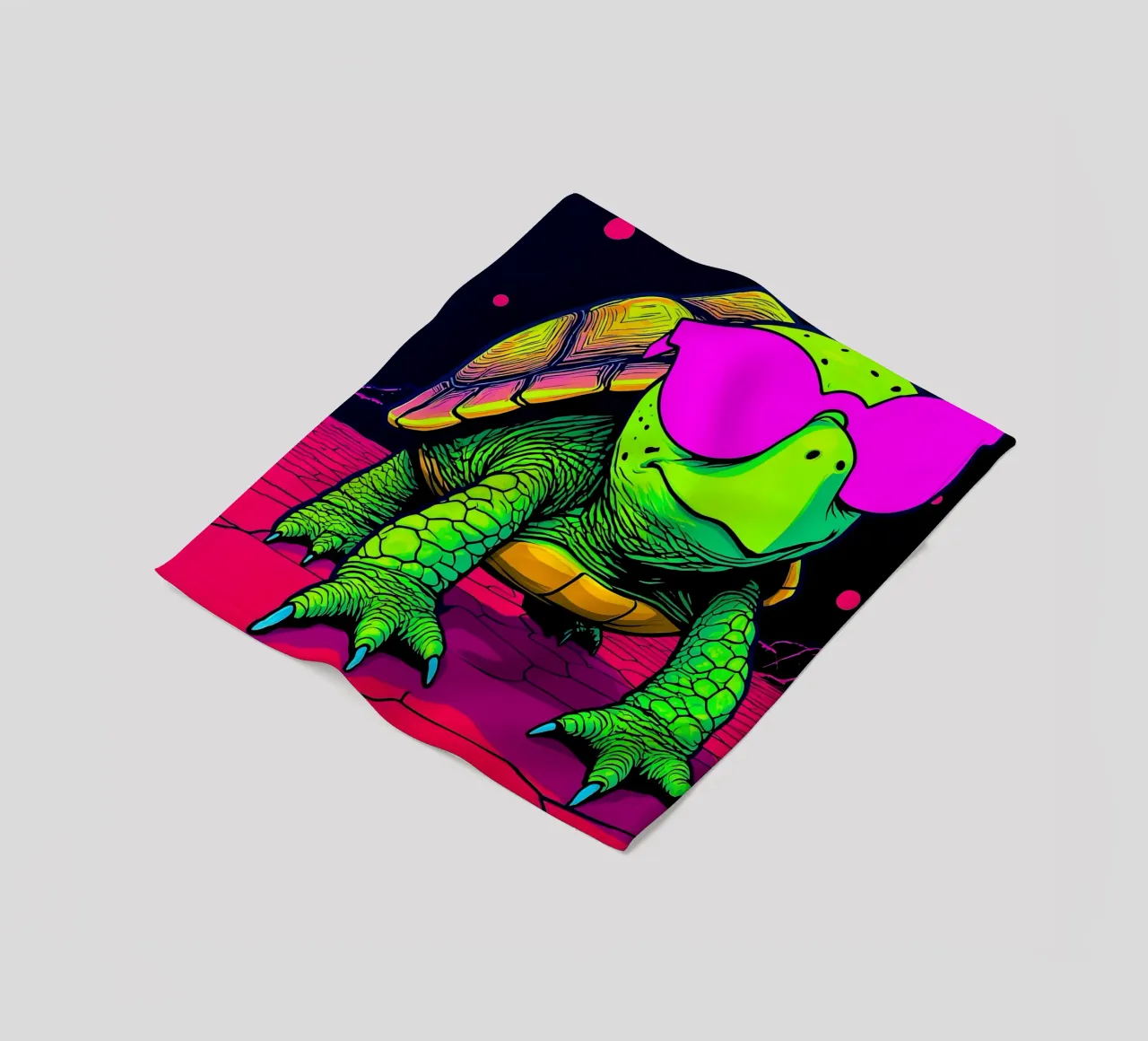 Tartaruga con occhiali - Pop Art coperta in pile da ColorCrash Gallery