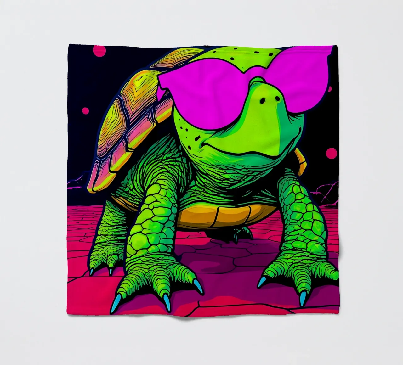 Tartaruga con occhiali - Pop Art coperta in pile da ColorCrash Gallery