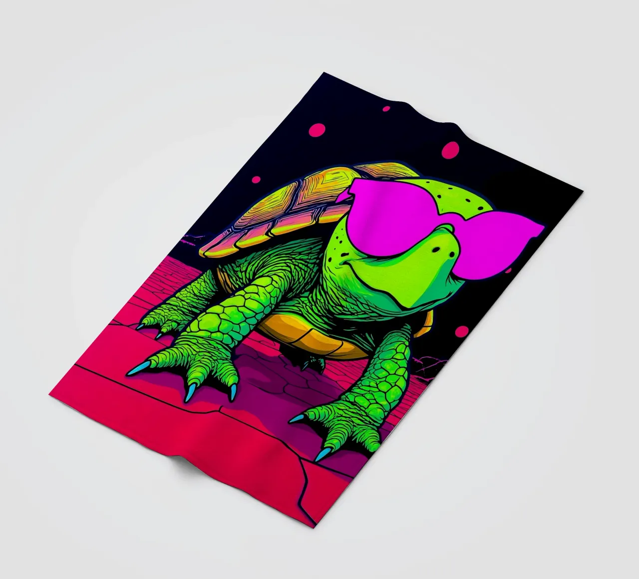 Tartaruga con occhiali - Pop Art coperta in pile da ColorCrash Gallery