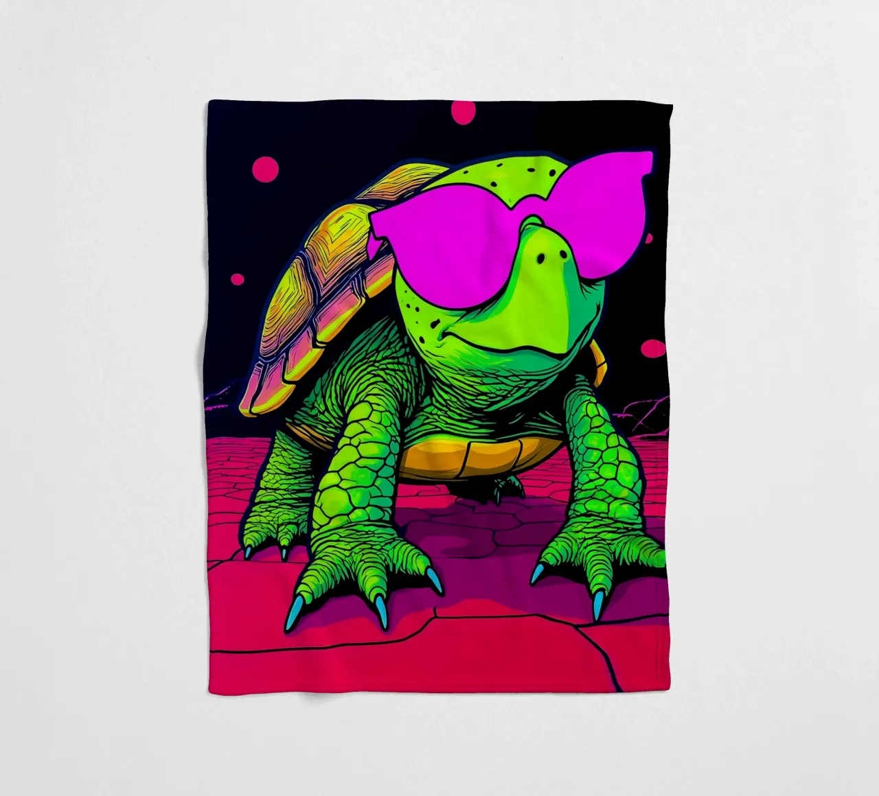 Tartaruga con occhiali - Pop Art coperta in pile da ColorCrash Gallery