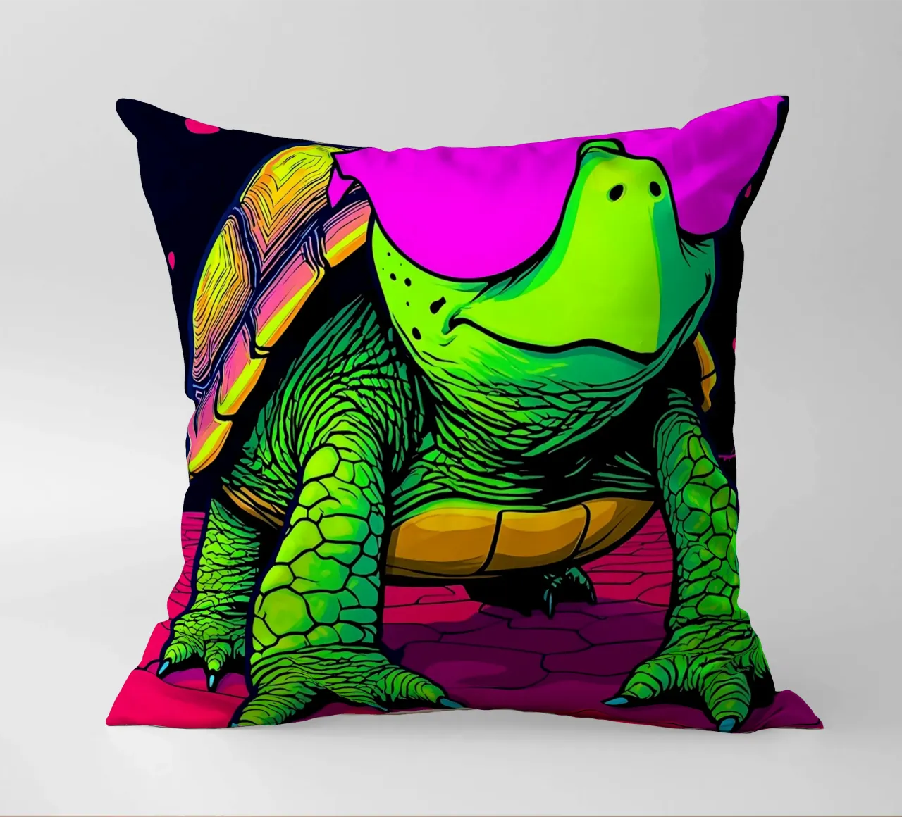 Tartaruga con occhiali - Pop Art cuscino da ColorCrash Gallery