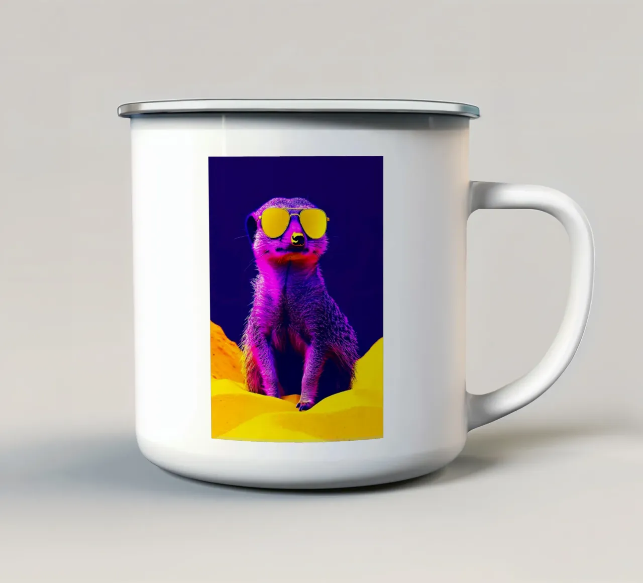 Gatto con gli occhiali da sole - Pop Art tazza in smalto da ColorCrash Gallery
