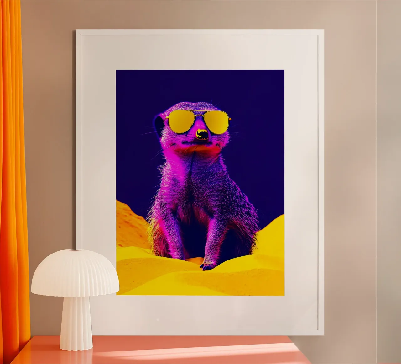 Meerkat in zonnebril - Pop Art poster met houten frame van ColorCrash Gallery