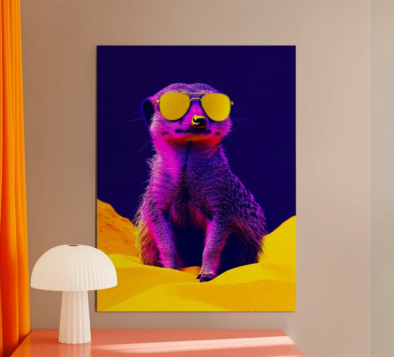 Meerkat in zonnebril - Pop Art poster met houten frame van ColorCrash Gallery