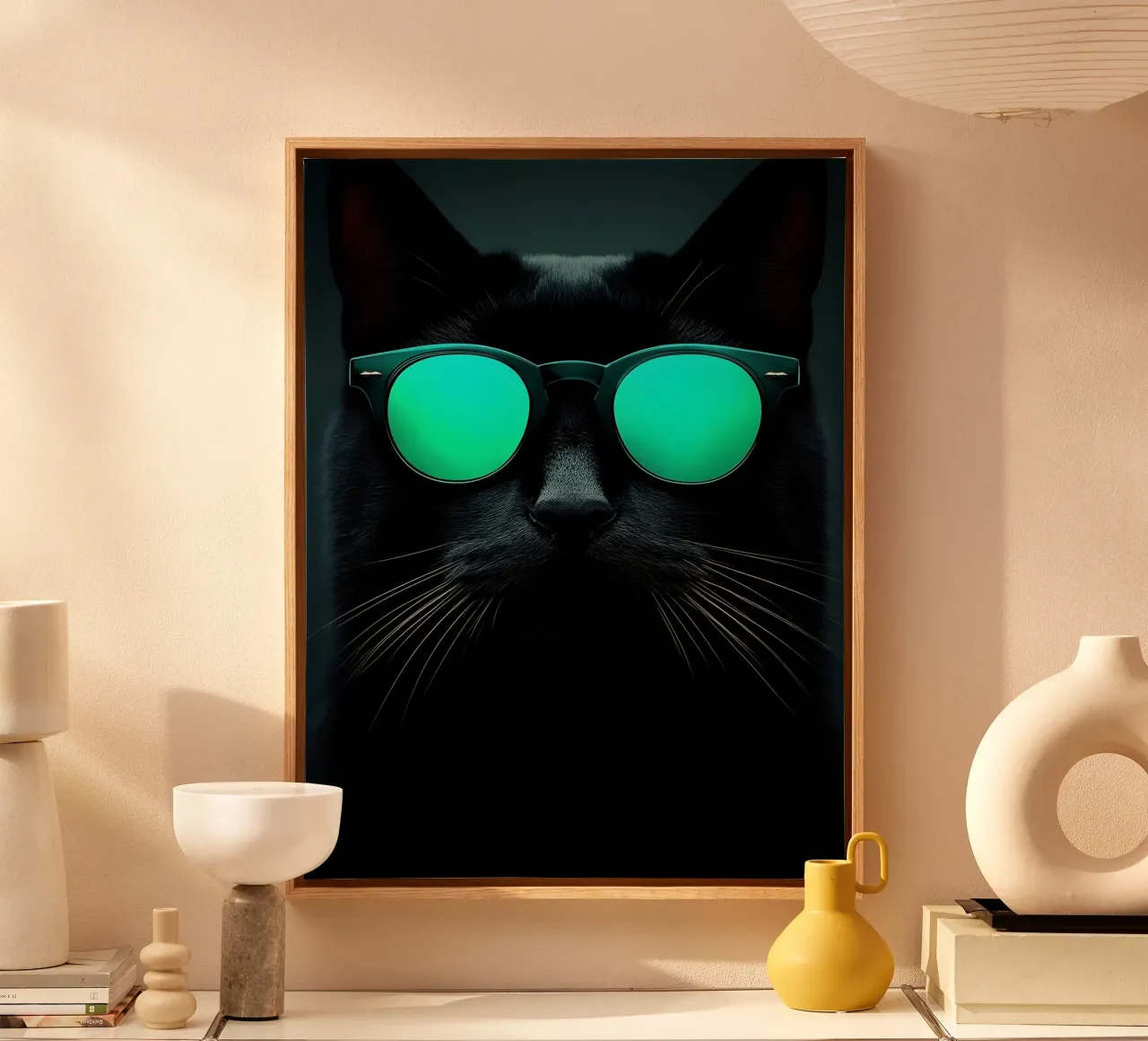 Gatto con occhiali da sole - Pop Art tela con Cornice a cassetta da ColorCrash Gallery