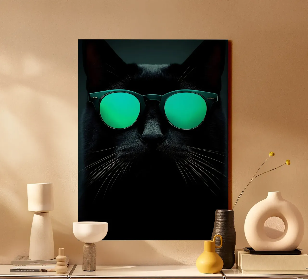 Gatto con occhiali da sole - Pop Art tela con Cornice a cassetta da ColorCrash Gallery