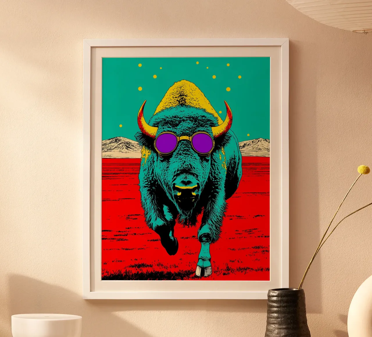 Buffalo - Pop Art poster con telaio in alluminio da ColorCrash Gallery