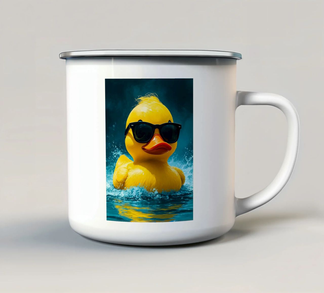 Anatra in occhiali - Pop Art tazza in smalto da ColorCrash Gallery