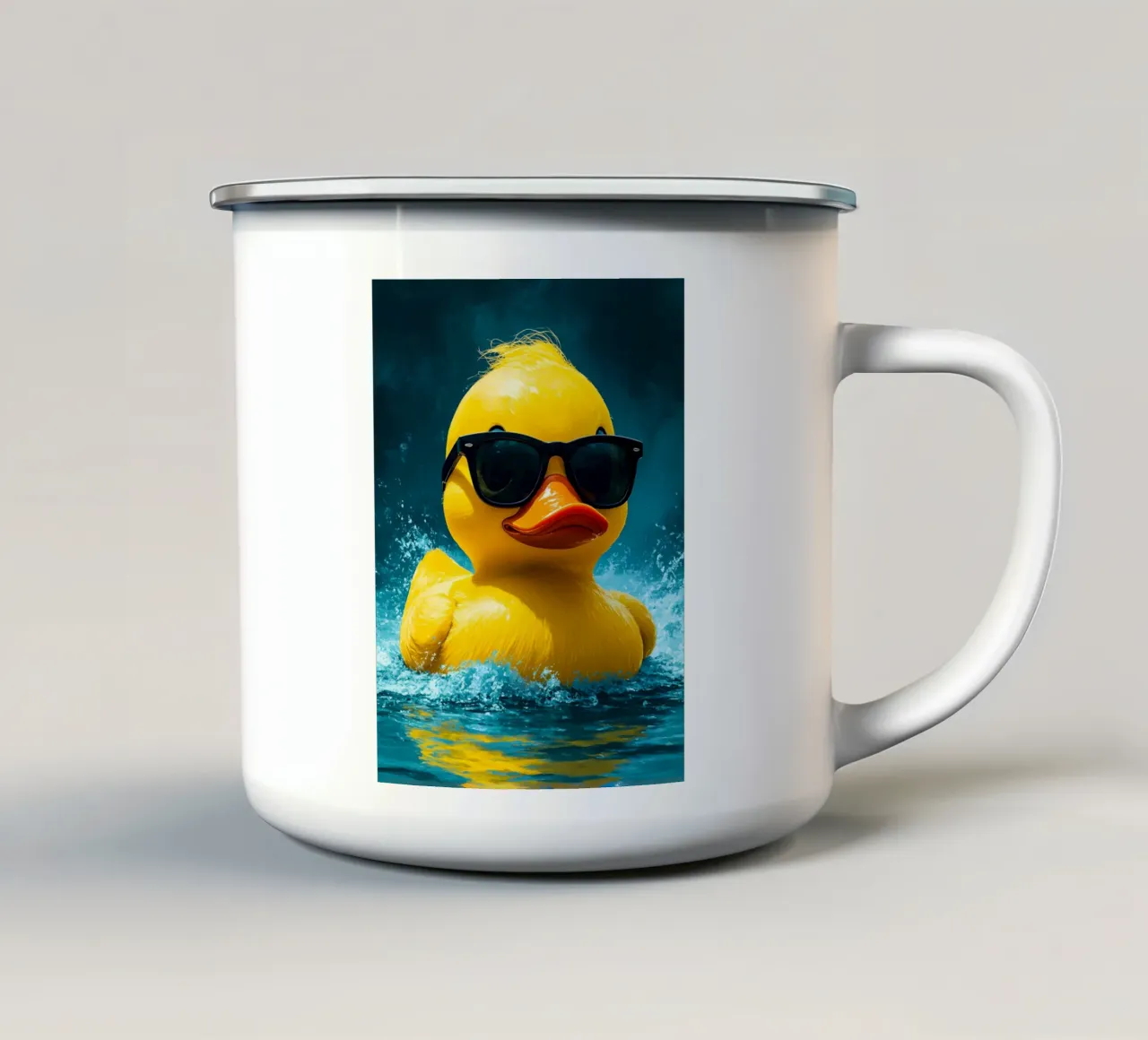 Anatra in occhiali - Pop Art tazza in smalto da ColorCrash Gallery