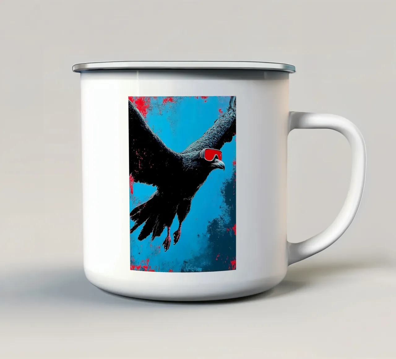 Corvo con gli occhiali - Pop Art tazza in smalto da ColorCrash Gallery
