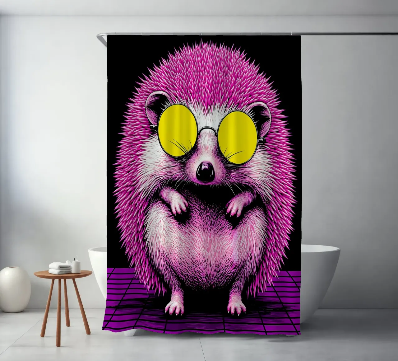 Erizo con gafas - Pop Art cortina de baño de ColorCrash Gallery