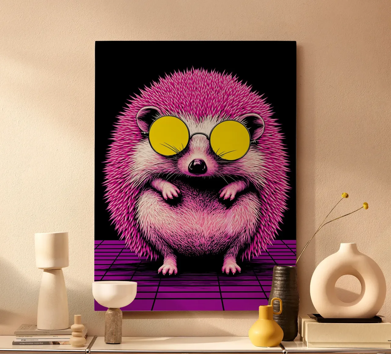 Riccio con gli occhiali - Pop Art alluminio dibond da ColorCrash Gallery