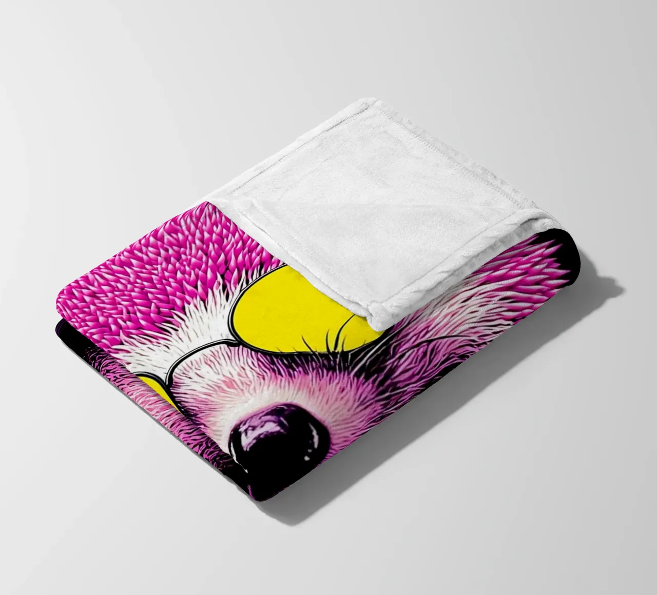 Hedgehog In Glasses - Pop Art fleece blanket by ColorCrash Gallery