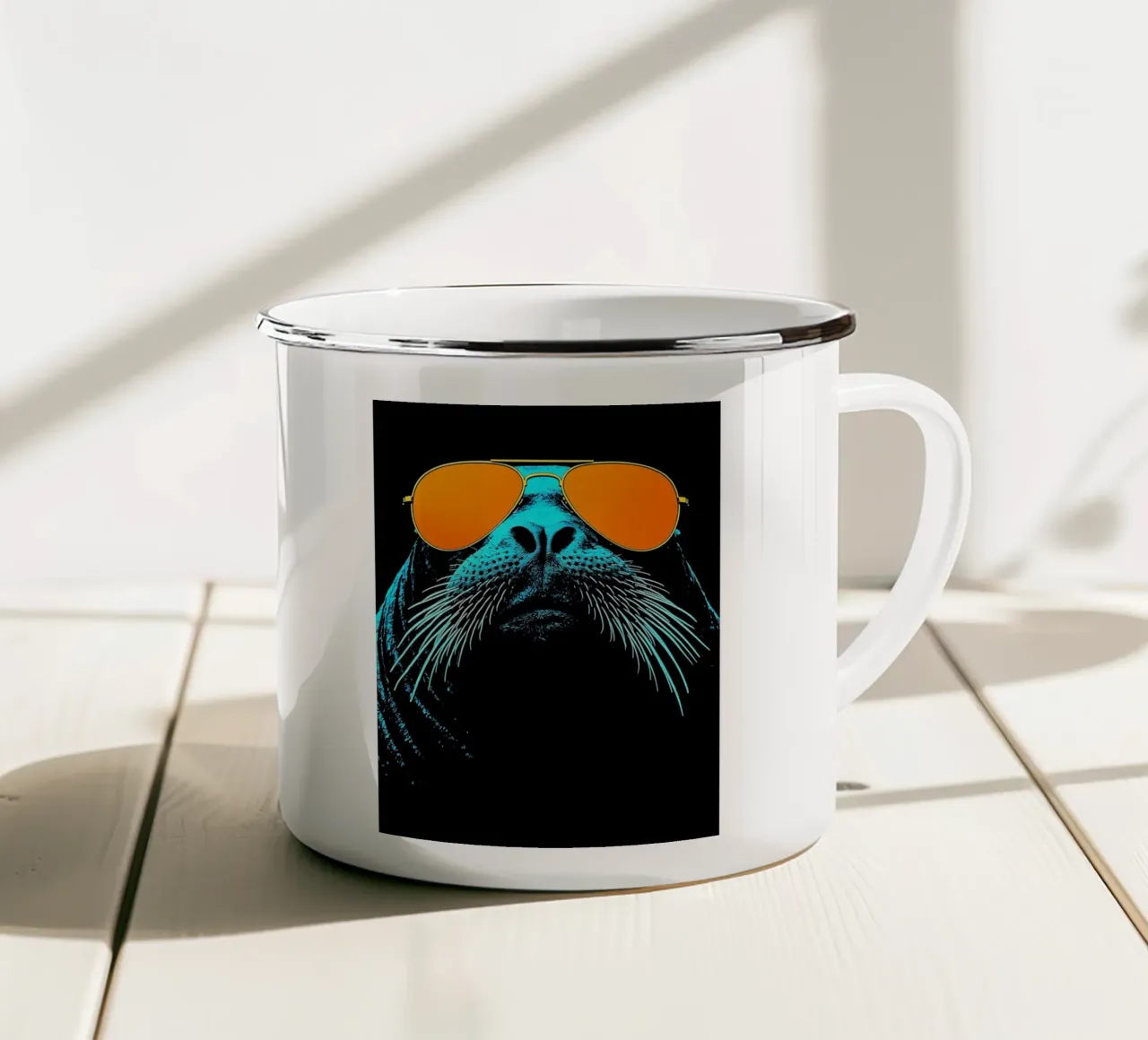 Sigillo con occhiali da sole - Pop Art tazza in smalto da ColorCrash Gallery