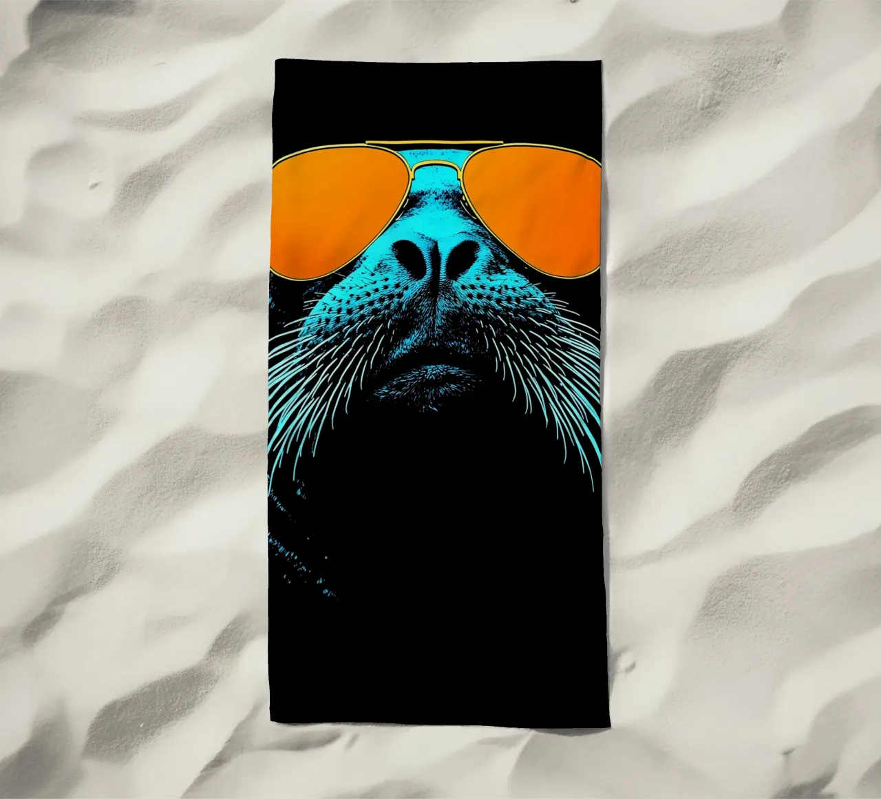 Sigillo con occhiali da sole - Pop Art telo mare da ColorCrash Gallery
