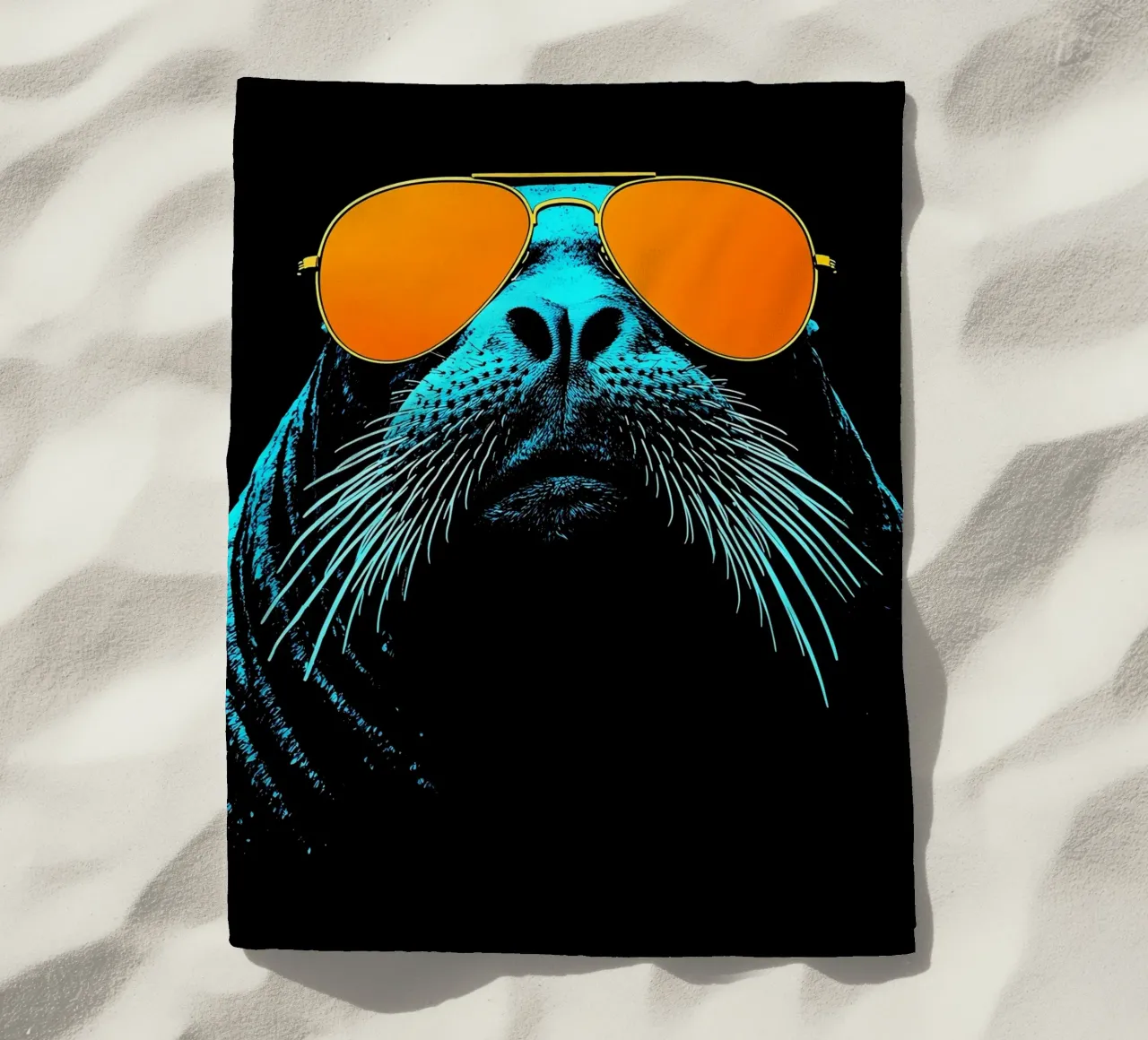 Sigillo con occhiali da sole - Pop Art telo mare da ColorCrash Gallery