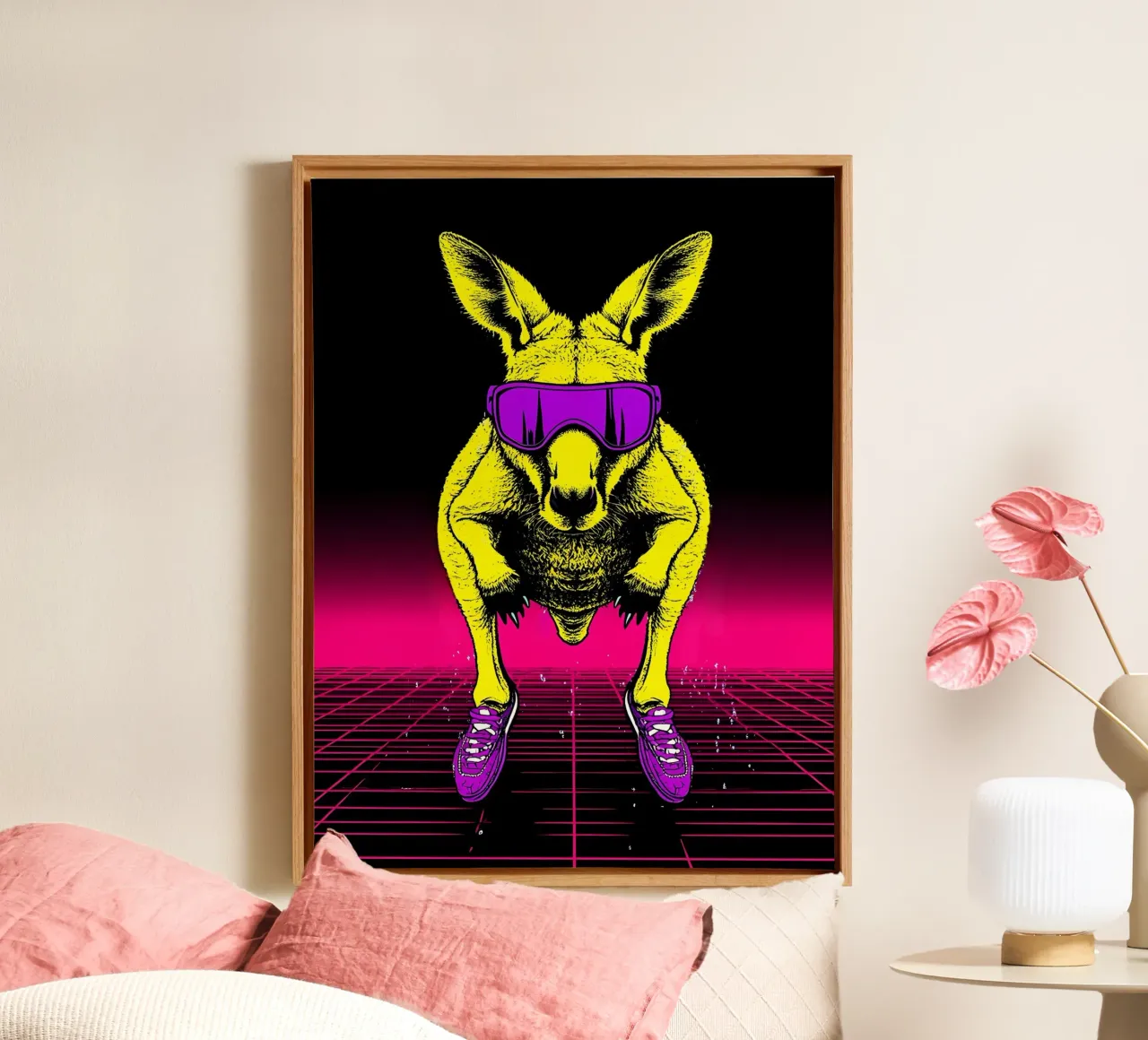 Kangoeroe in zonnebril - Pop Art canvas met Baklijst van ColorCrash Gallery