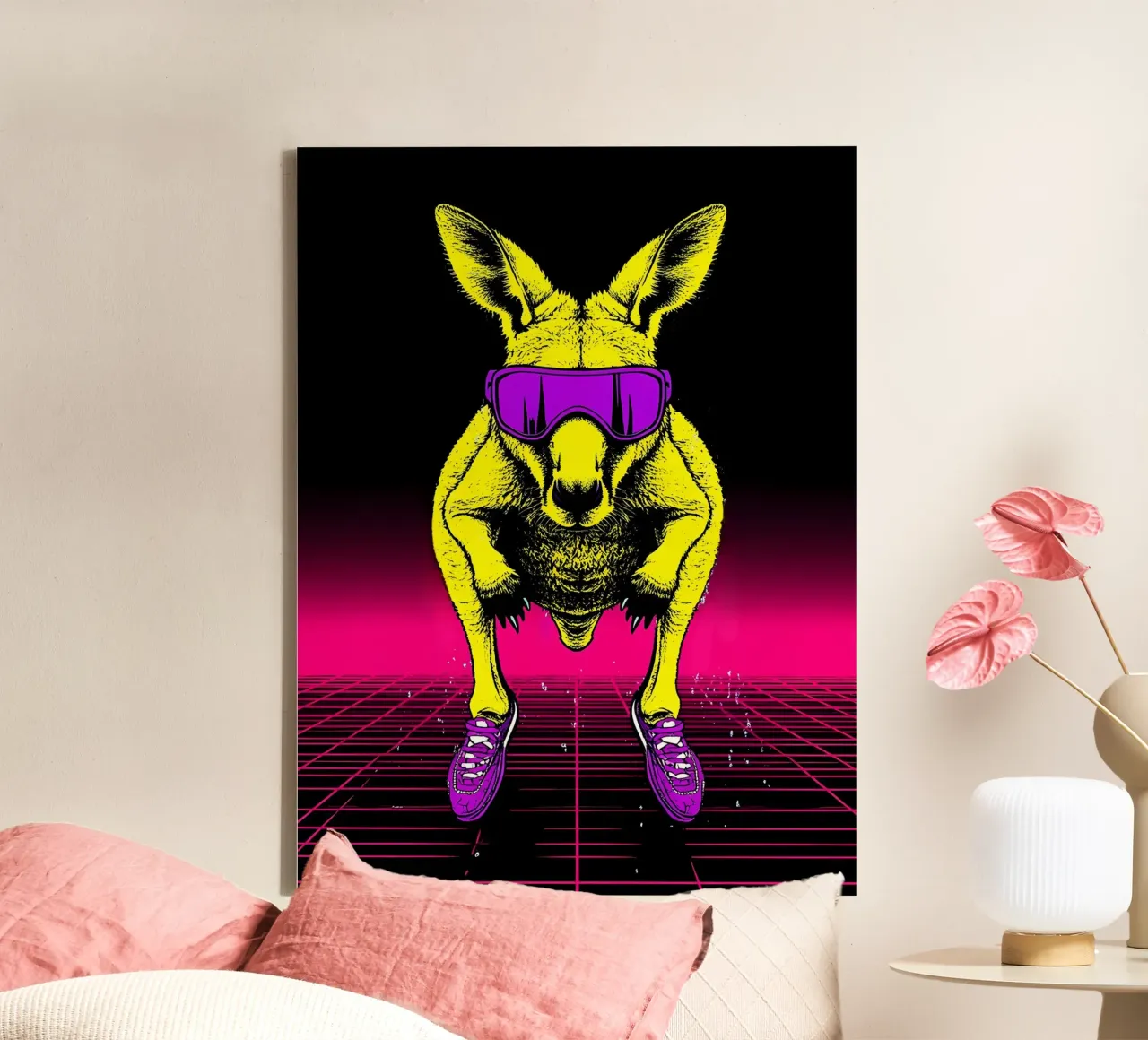 Kangoeroe in zonnebril - Pop Art canvas met Baklijst van ColorCrash Gallery