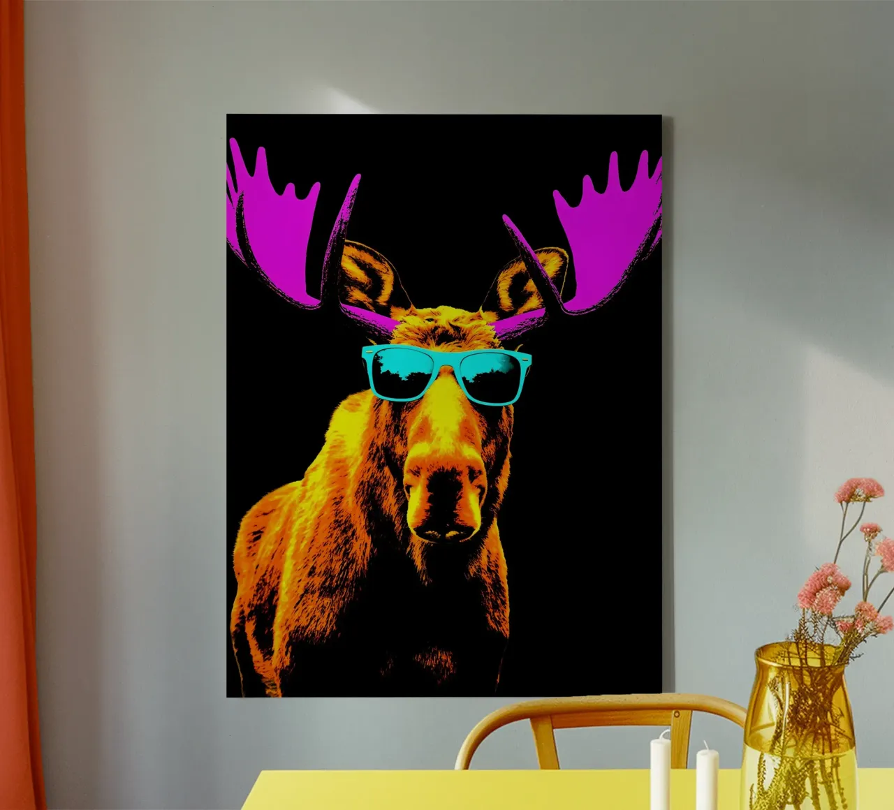 Alce con occhiali da sole - Pop Art tela con Cornice a cassetta da ColorCrash Gallery