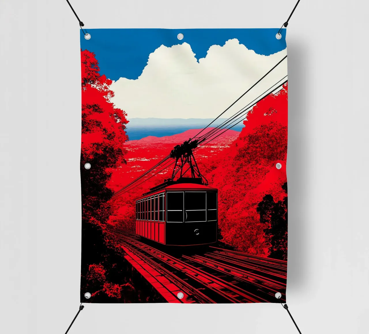 Cabinovia in montagna - Pop Art telo in pvc da ColorCrash Gallery