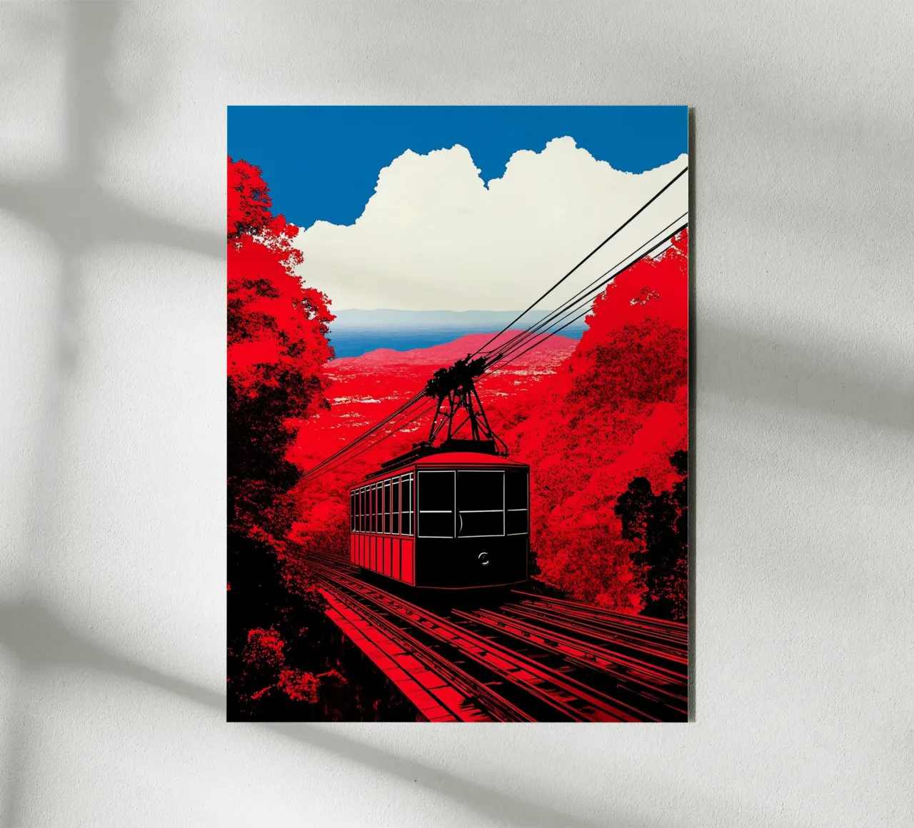 Cabinovia in montagna - Pop Art alluminio dibond da ColorCrash Gallery