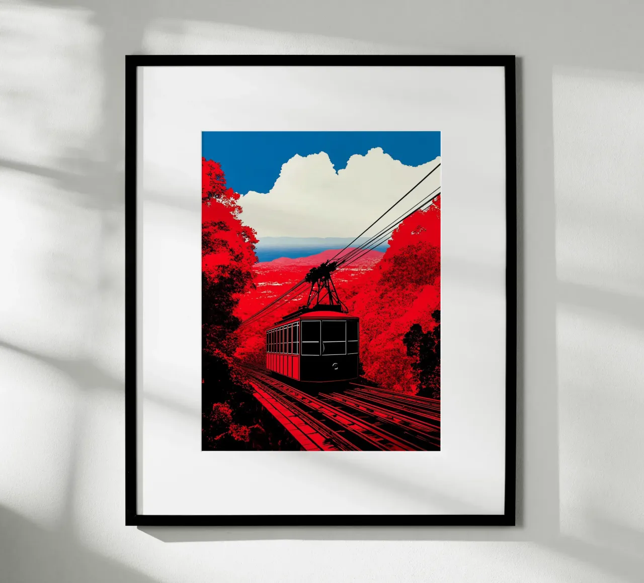 Cabinovia in montagna - Pop Art poster con telaio in alluminio da ColorCrash Gallery