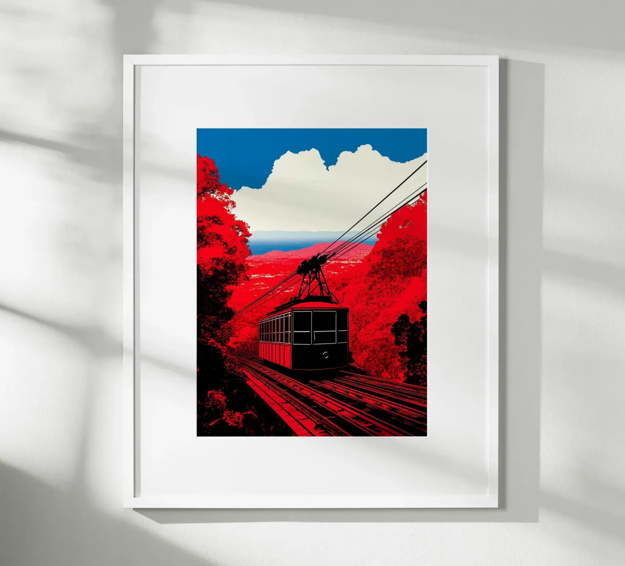 Cabinovia in montagna - Pop Art poster con telaio in alluminio da ColorCrash Gallery