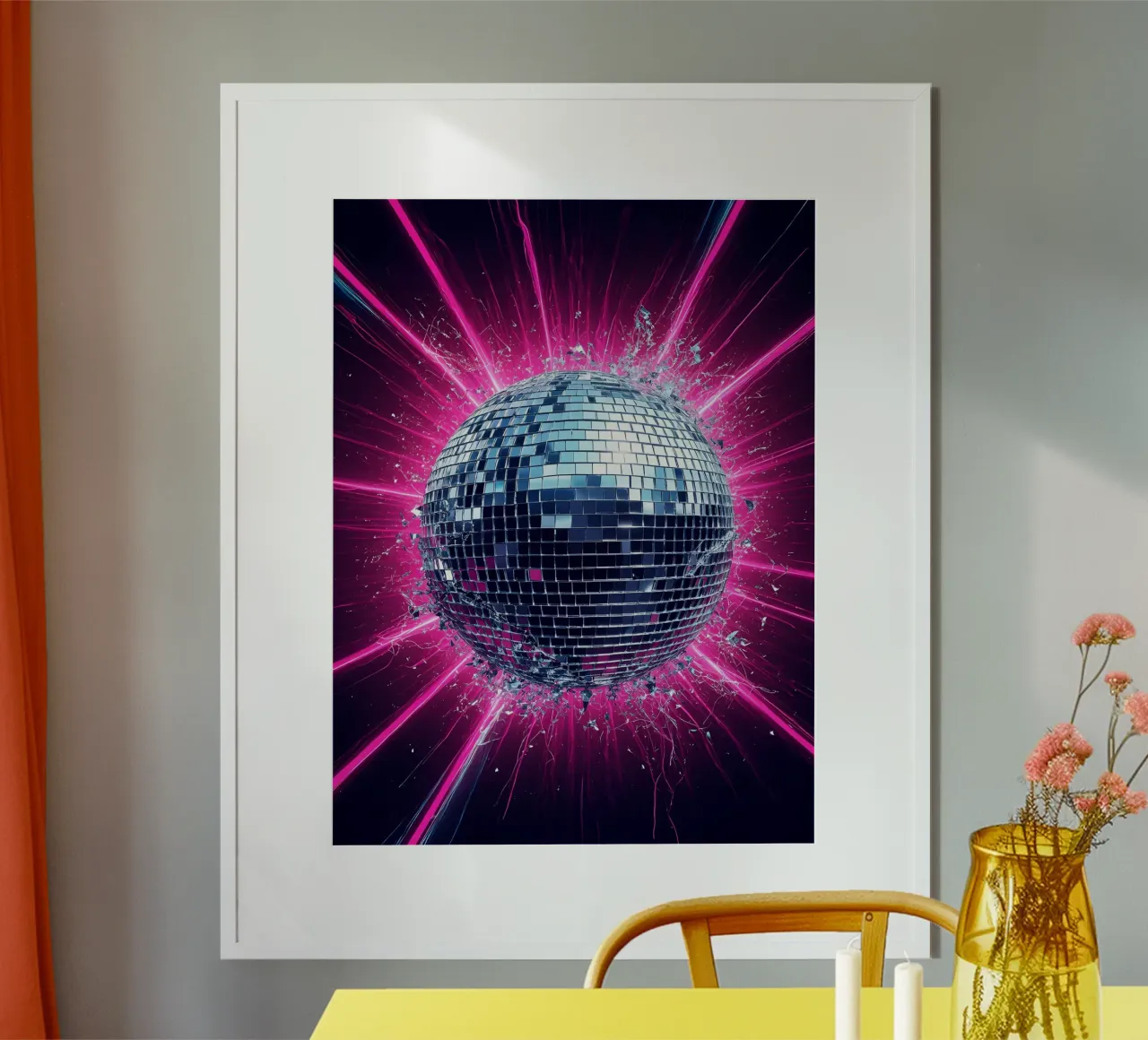 Disco Ball - Pop Art poster con telaio in plastica da ColorCrash Gallery