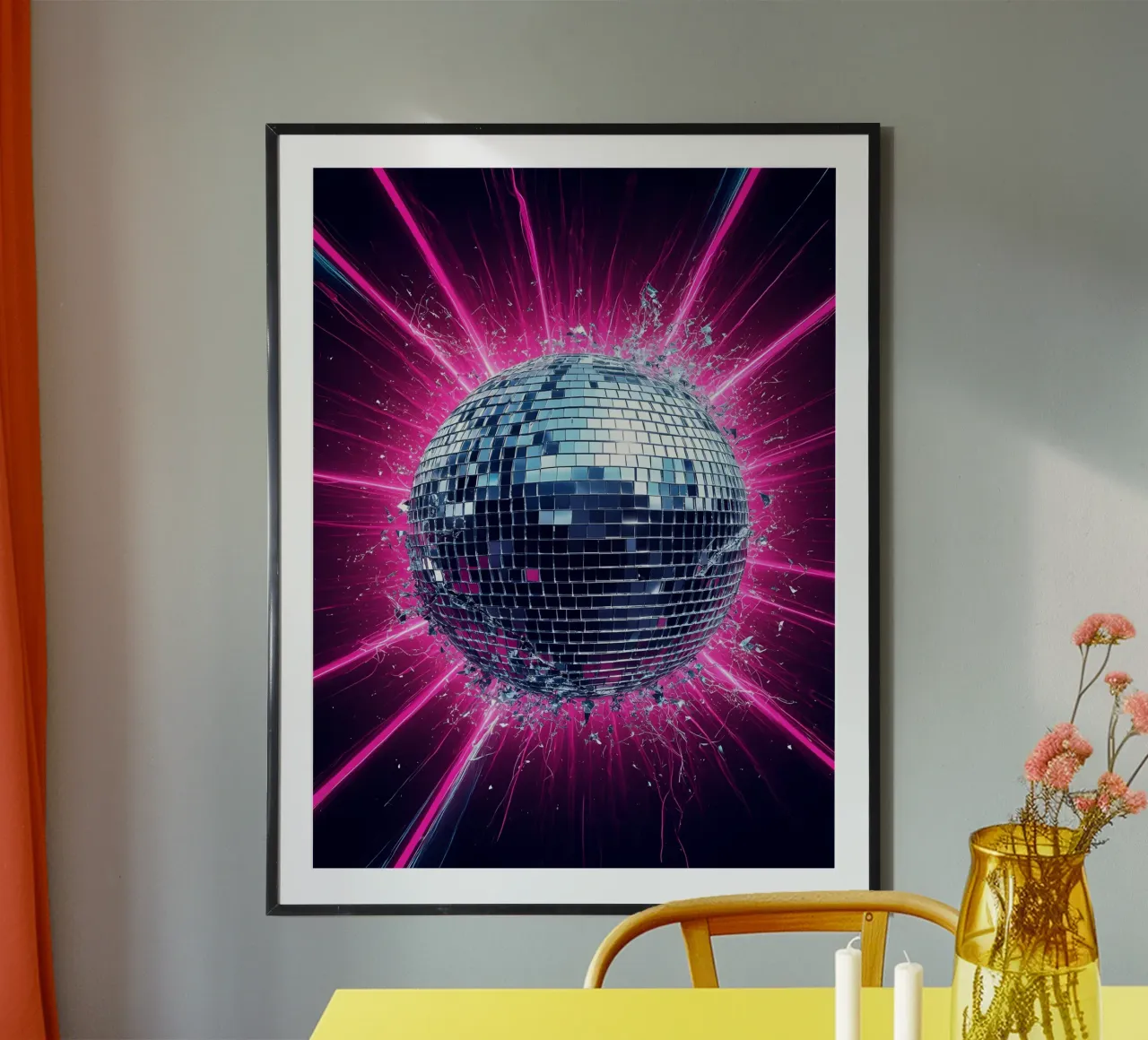 Disco Ball - Pop Art poster con telaio in plastica da ColorCrash Gallery