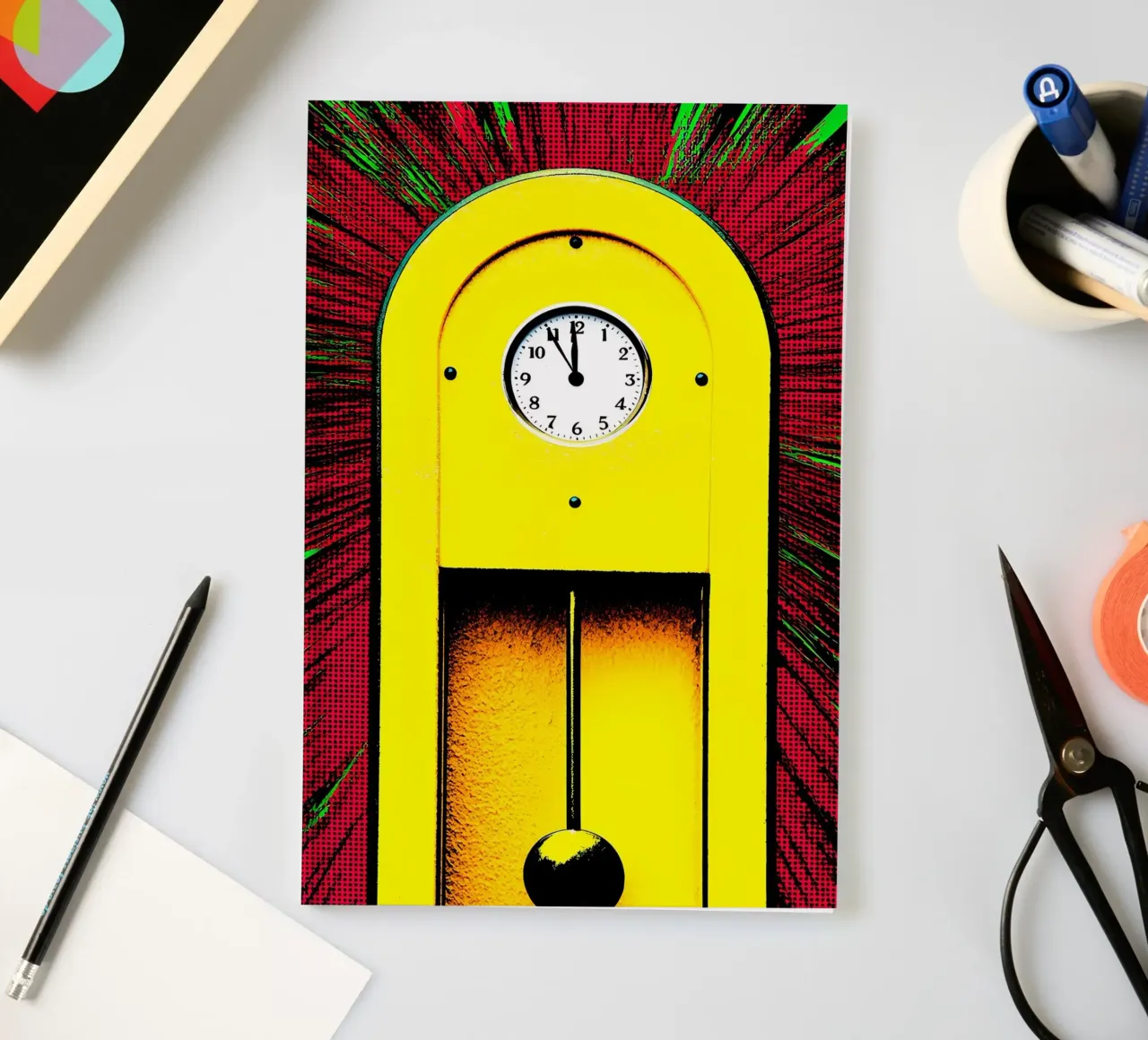 Clock Pendulum - Pop Art notebook by ColorCrash Gallery
