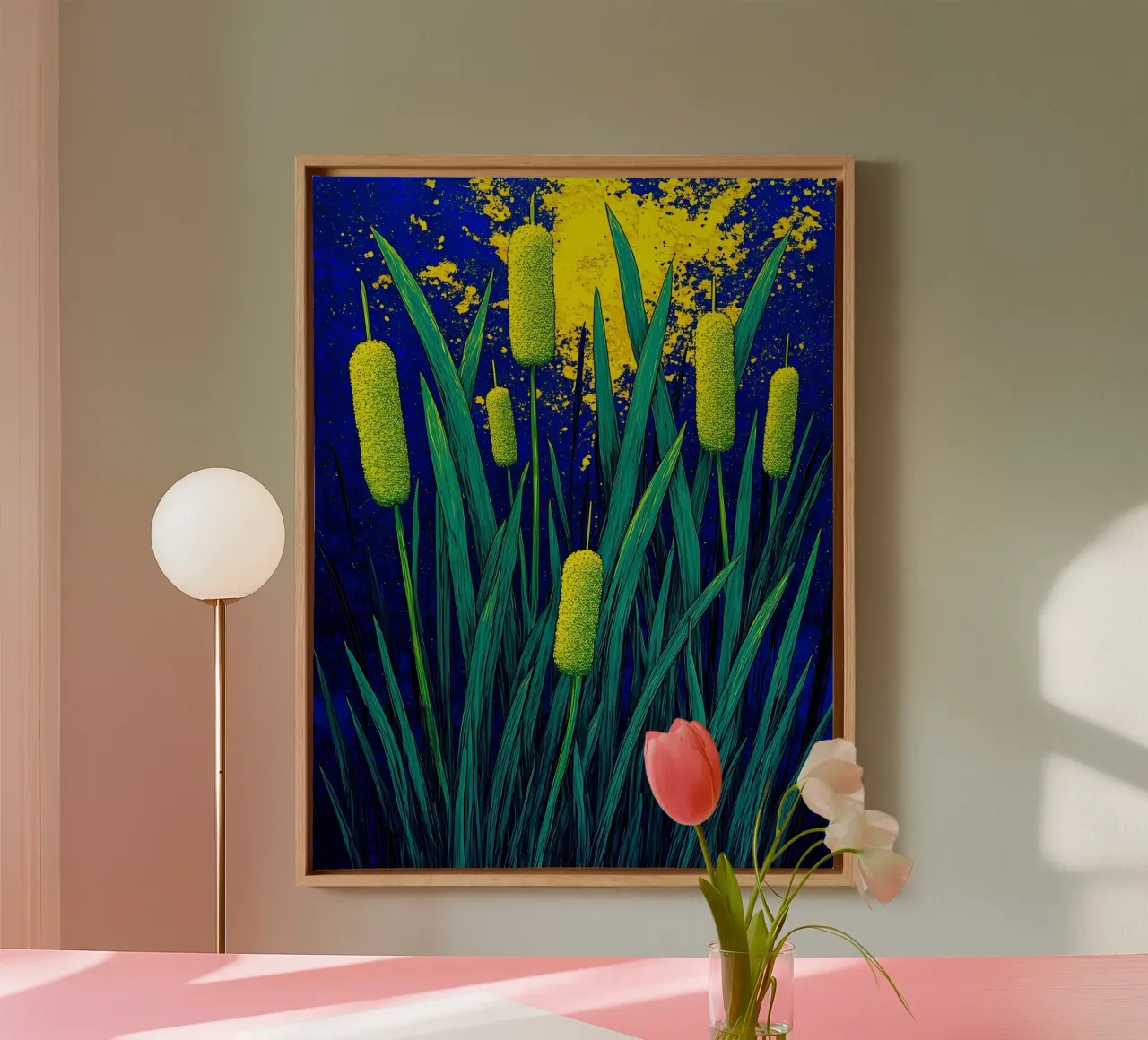 Cattails - Pop Art canvas with Floater frame by ColorCrash Gallery