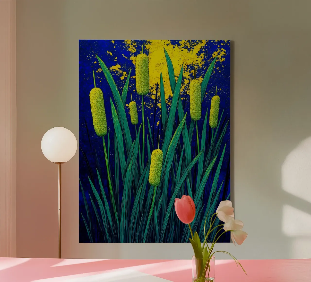 Cattails - Pop Art canvas with Floater frame by ColorCrash Gallery