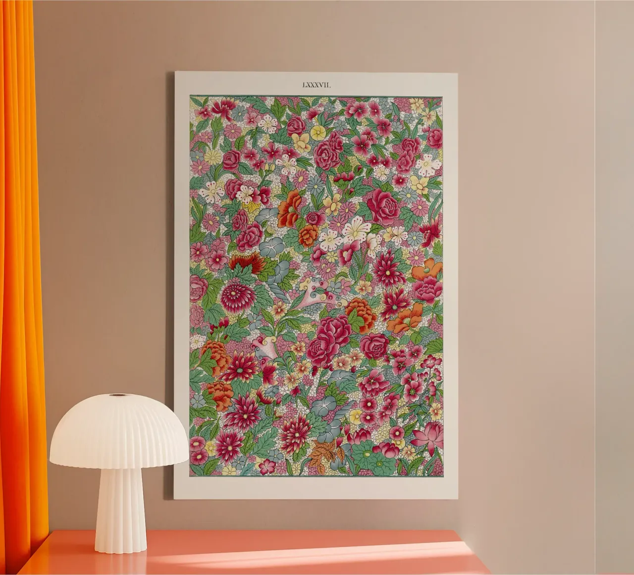 Colorful flower pattern tela con Cornice a cassetta da vintageshop