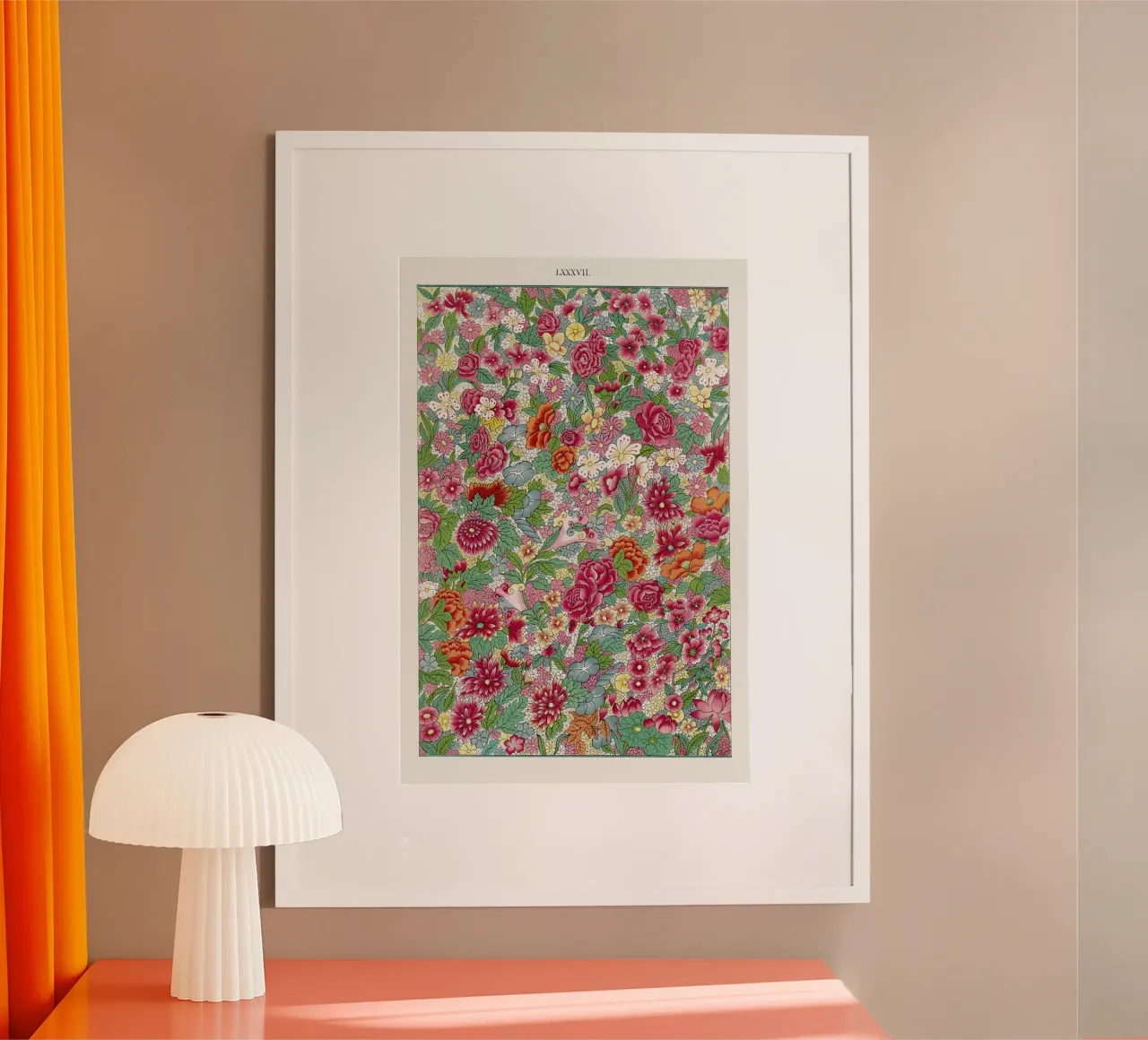 Colorful flower pattern poster con telaio in plastica da vintageshop