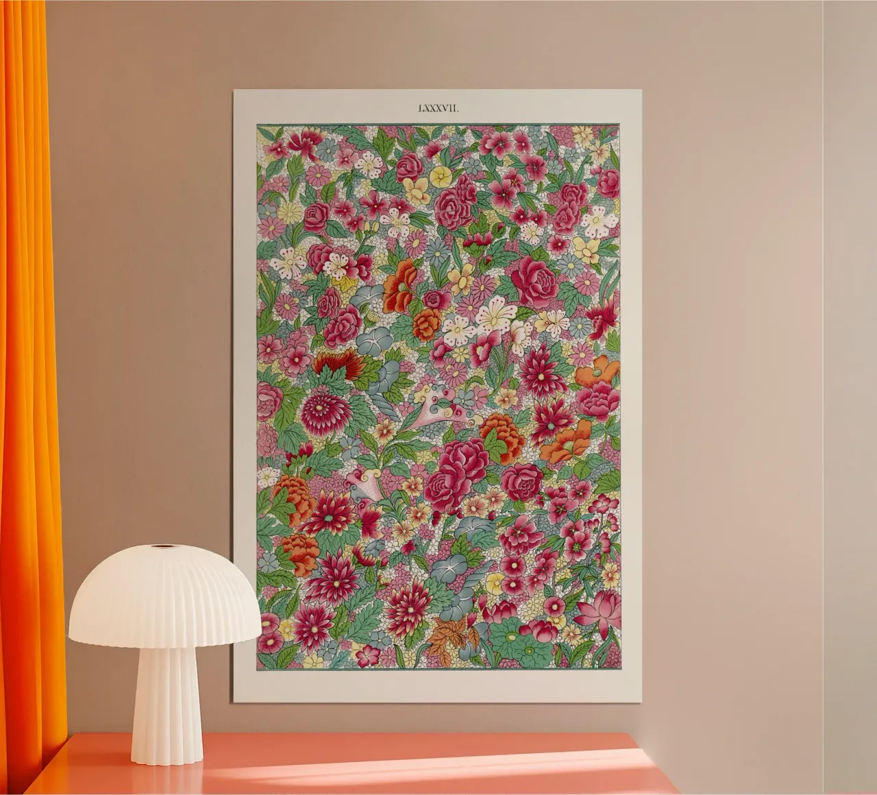 Colorful flower pattern poster con telaio in plastica da vintageshop