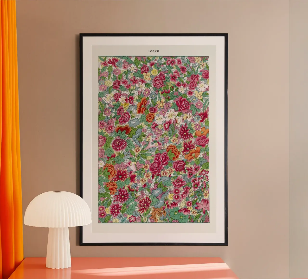 Colorful flower pattern poster con telaio in plastica da vintageshop