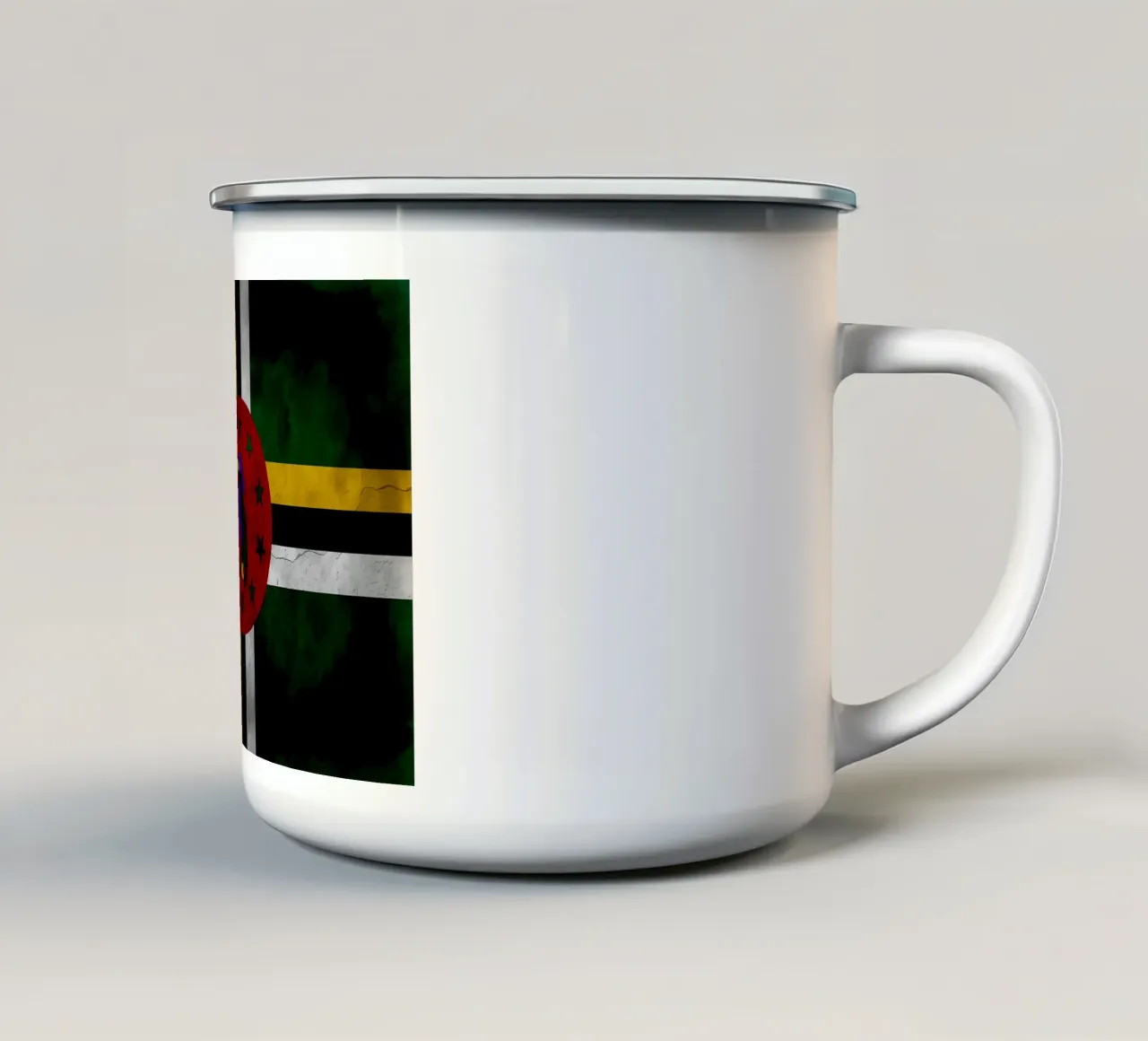 Bandiera d'epoca Dominica tazza in smalto da Joshua A Holmes