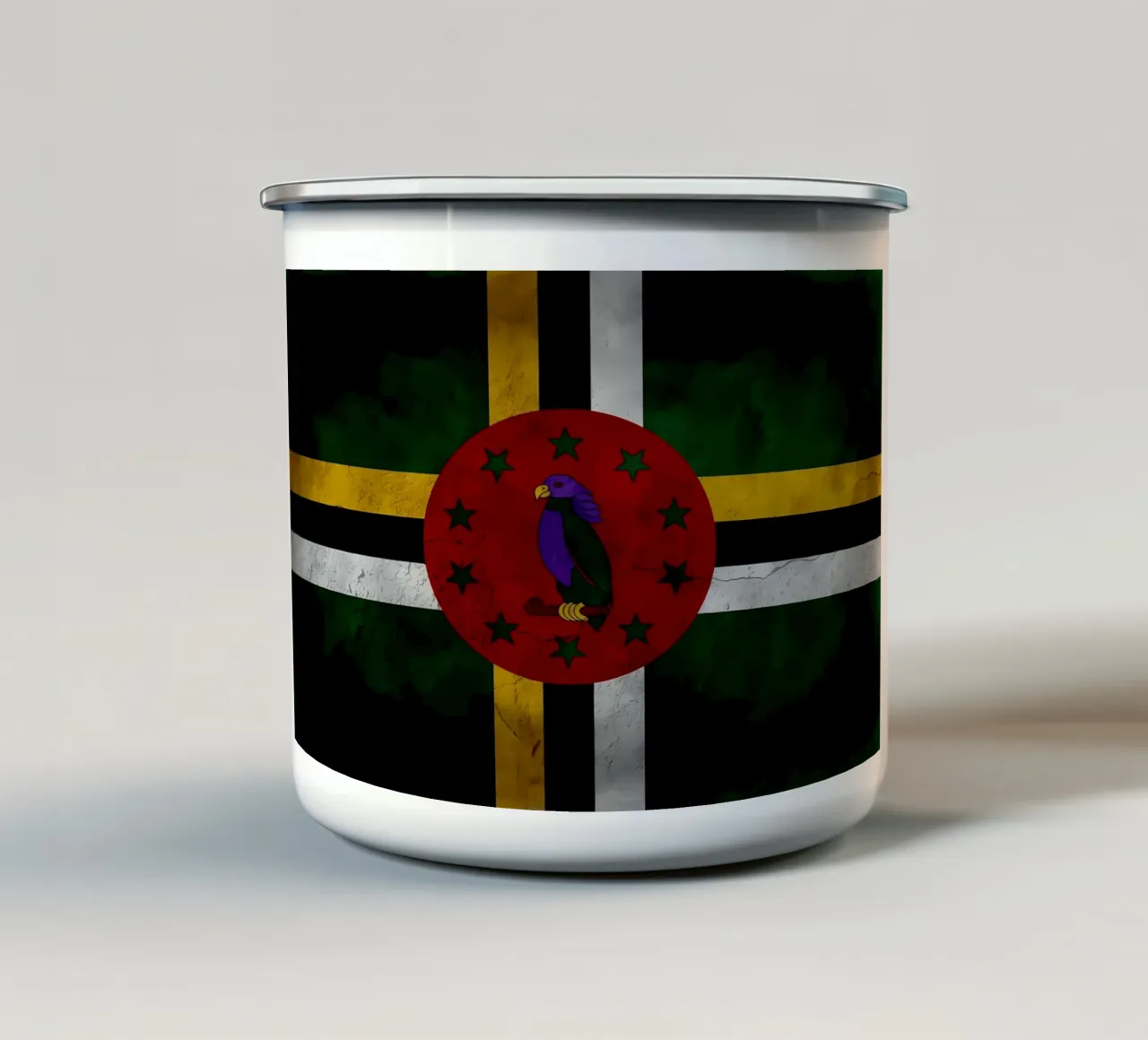Bandiera d'epoca Dominica tazza in smalto da Joshua A Holmes