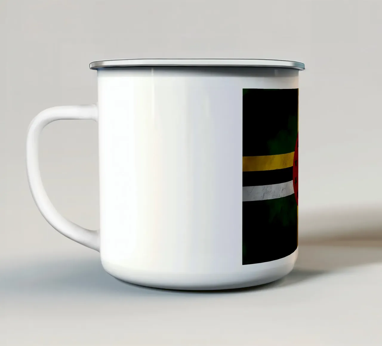 Bandiera d'epoca Dominica tazza in smalto da Joshua A Holmes