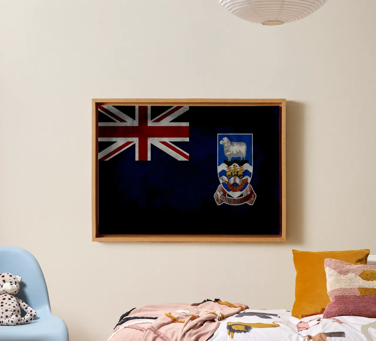 Bandiera d'epoca delle Isole Falkland tela con Cornice a cassetta da Joshua A Holmes