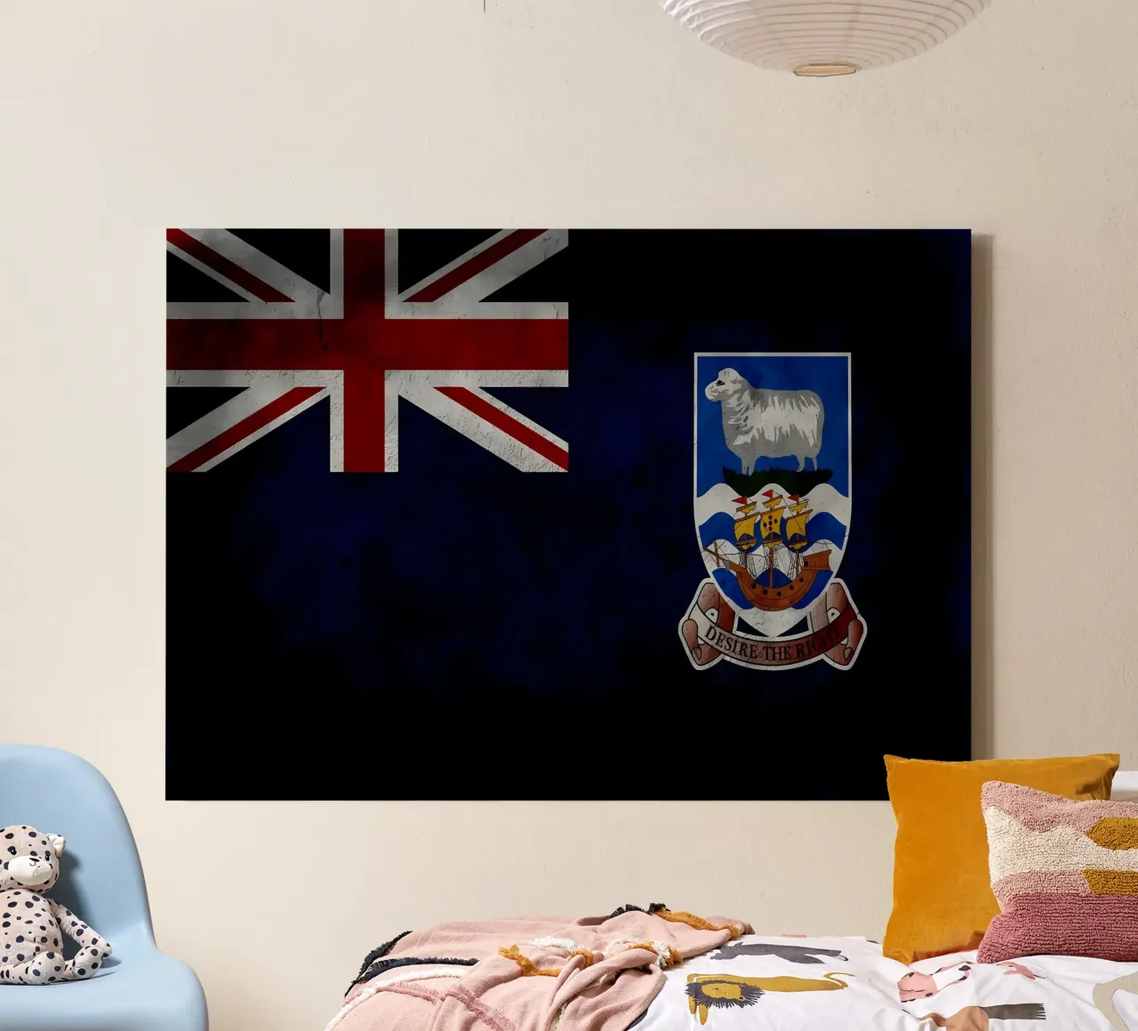 Bandiera d'epoca delle Isole Falkland tela con Cornice a cassetta da Joshua A Holmes