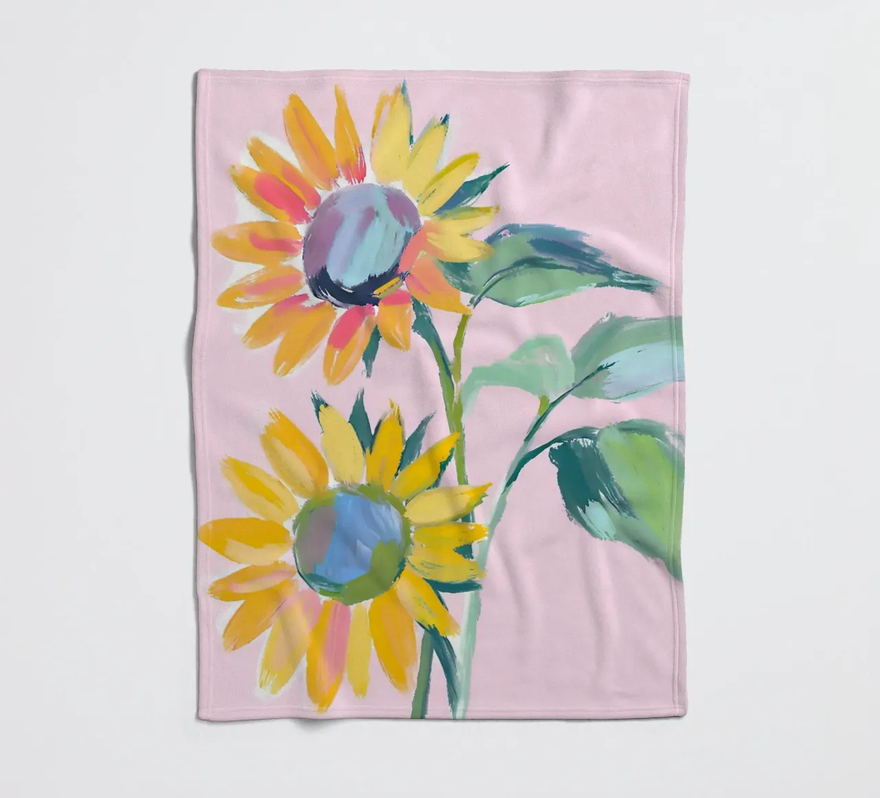 Sonnenblumen fleece blanket by Ohkimiko