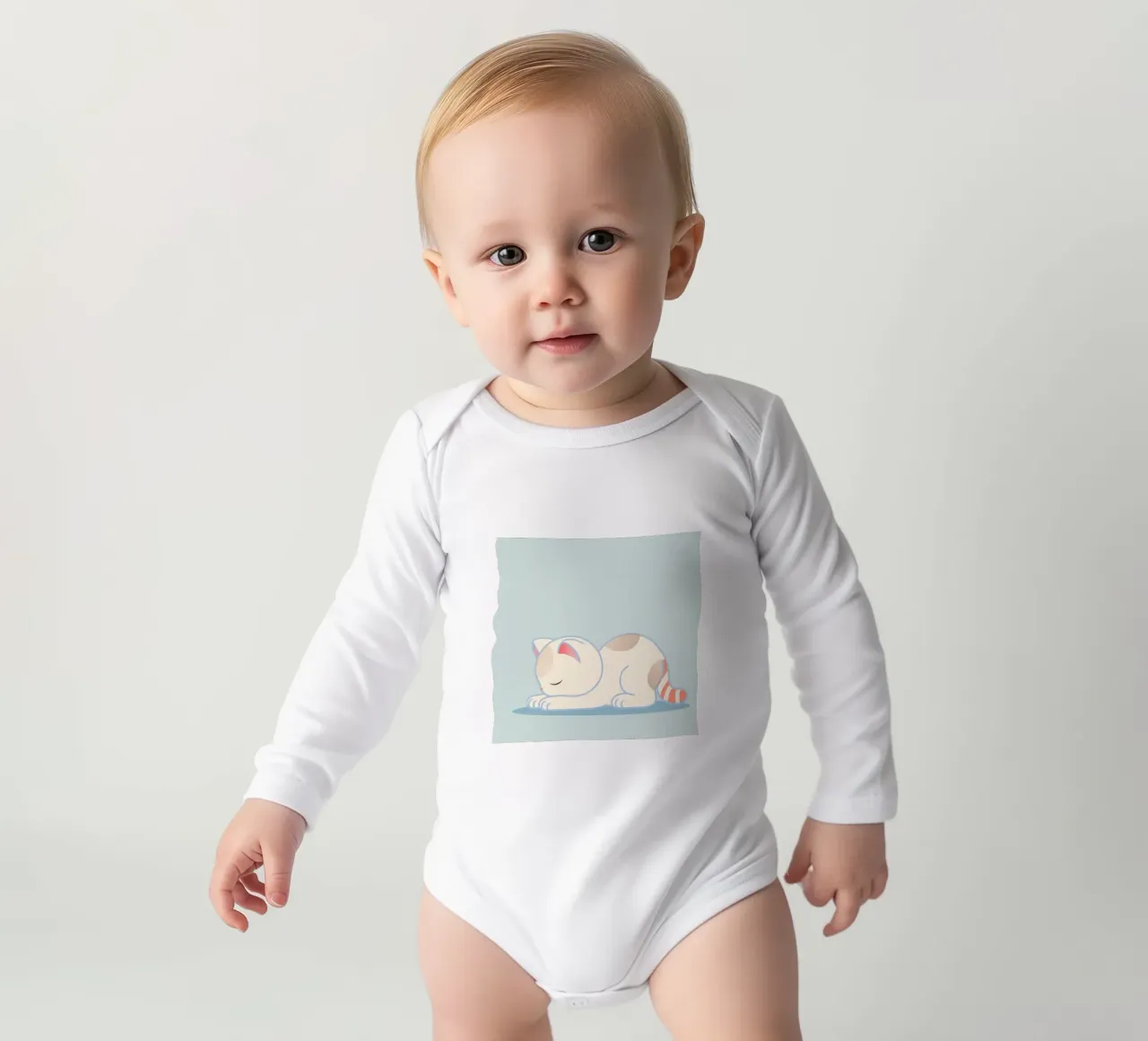 Kat doet yogaoefening - ontwerp voor innerlijke rust babyrompertje lange mouwen van namosh