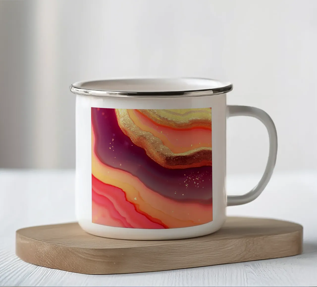 Agata rosa caldo e arancione tazza in smalto da Gemstone Textures