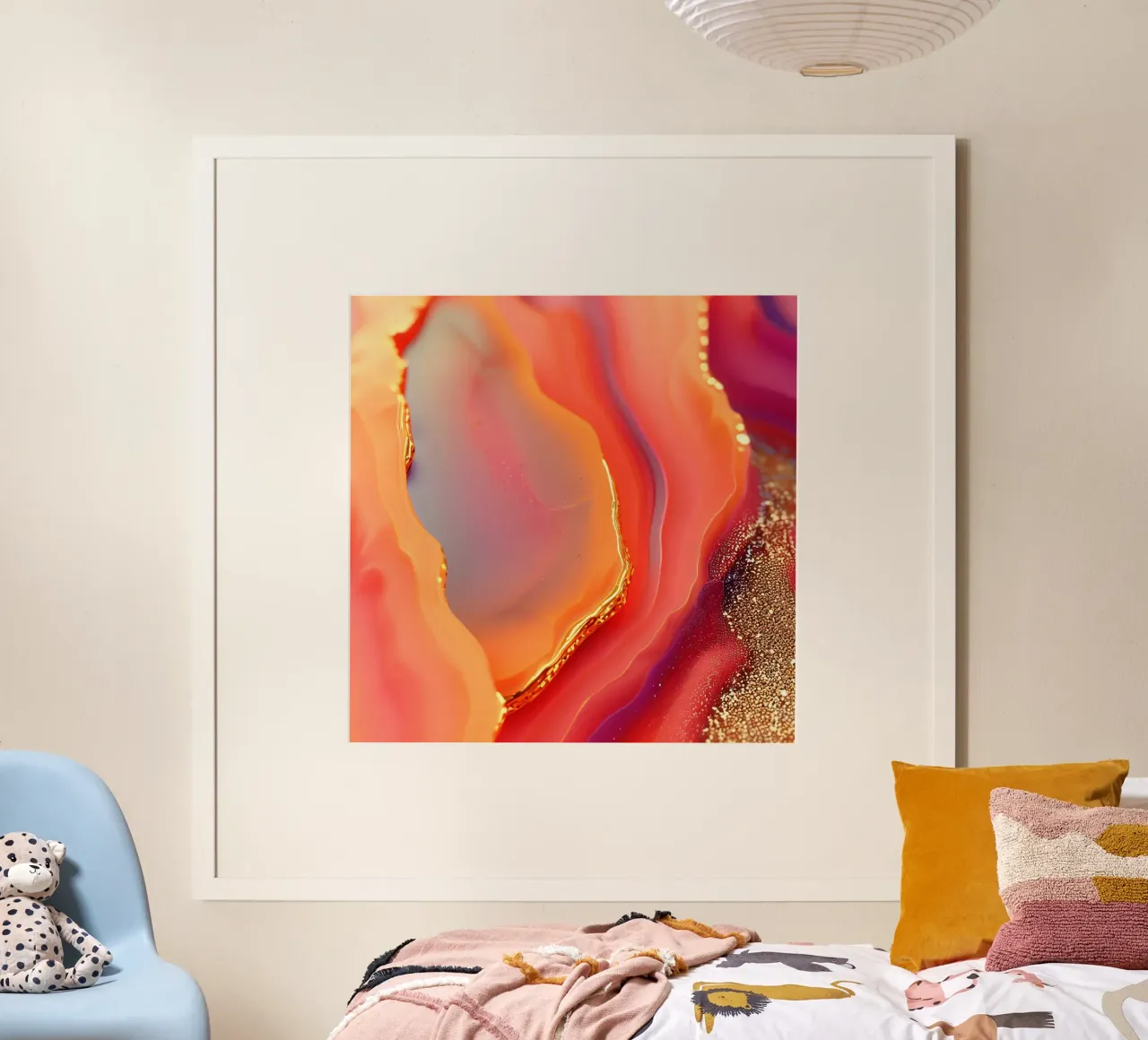Agata rosa caldo e arancione poster con telaio in plastica da Gemstone Textures
