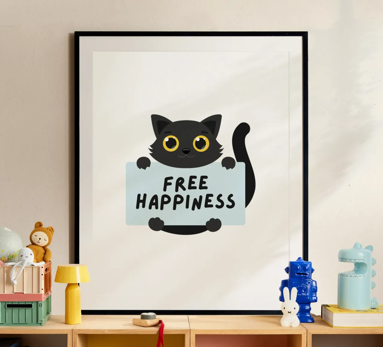 felicità libera poster con telaio in plastica da khoailang