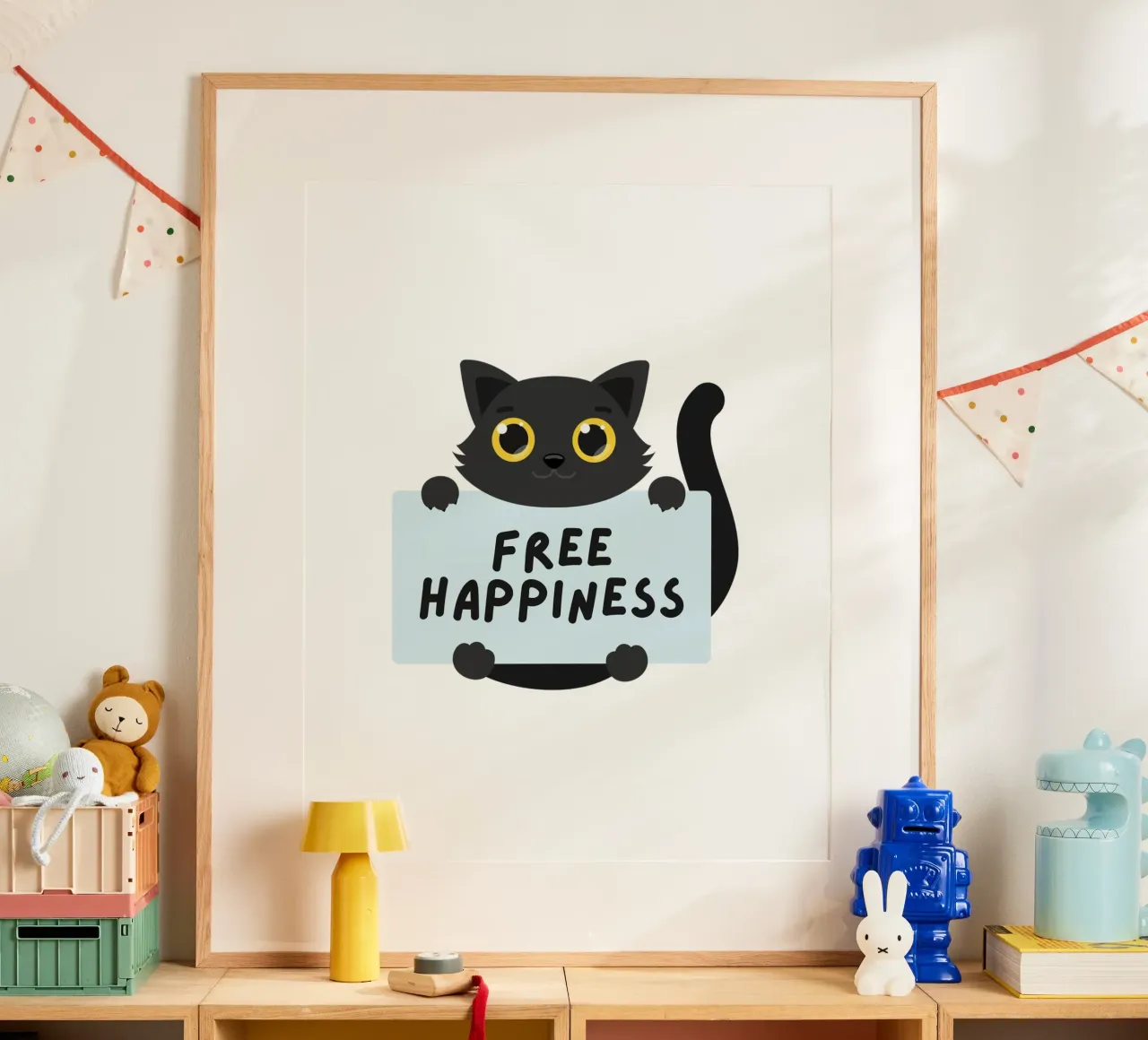 felicità libera poster con telaio in plastica da khoailang