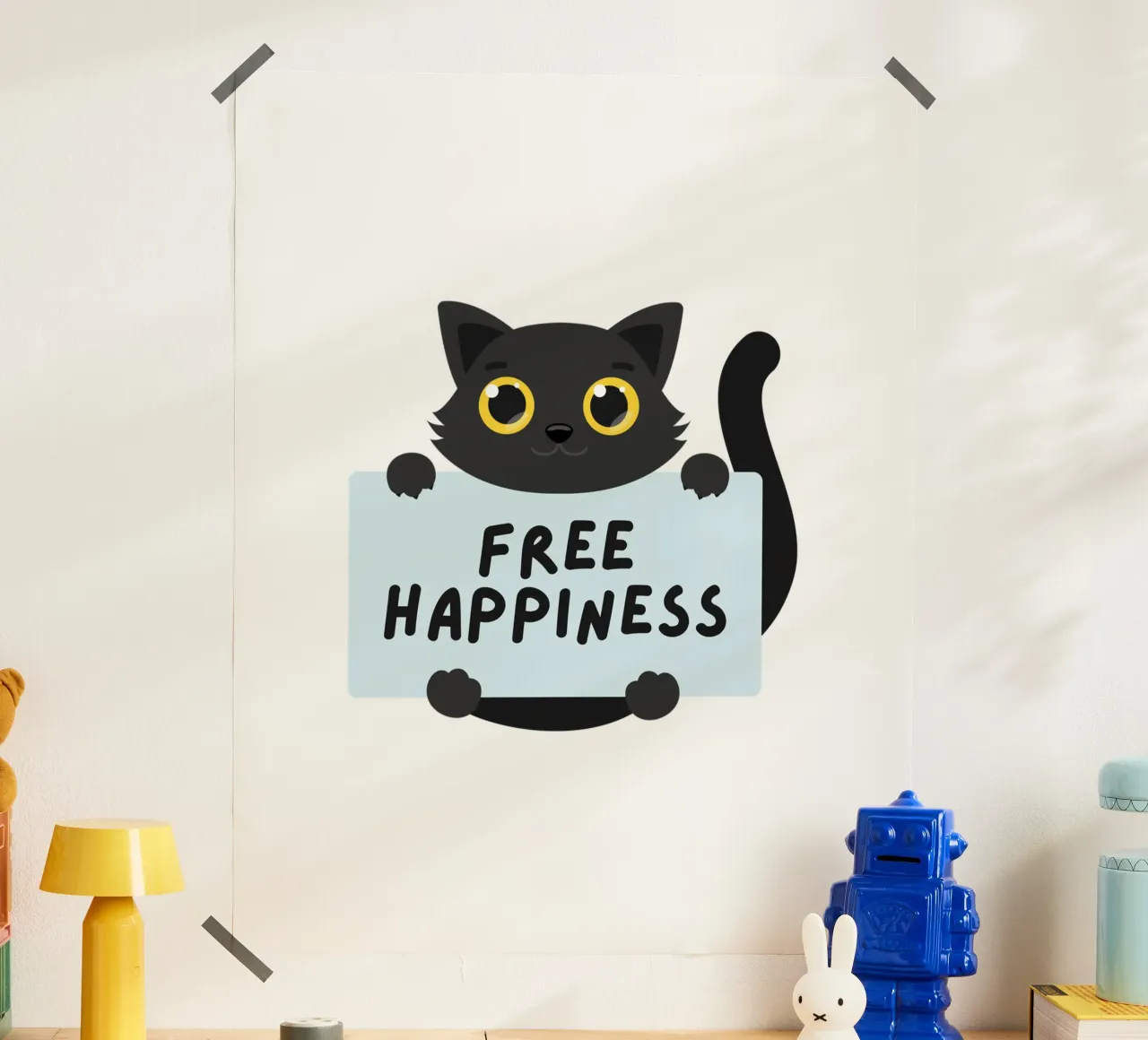 felicità libera poster con telaio in plastica da khoailang